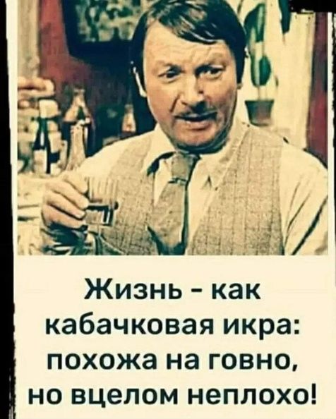Жизнь как кабачковая икра похожа на говно но вцелом неплохо