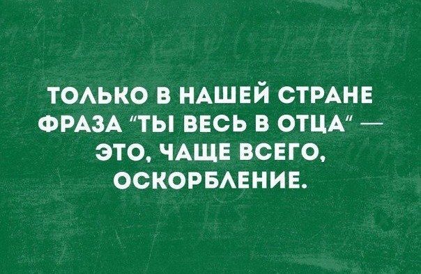 ТОАЬКО В НАШЕЙ СТРАНЕ ФРАЗА ТЫ ВЕСЬ В ОТЦА ЭТО ЧАЩЕ ВСЕГО ОСКОРБАЕНИЕ