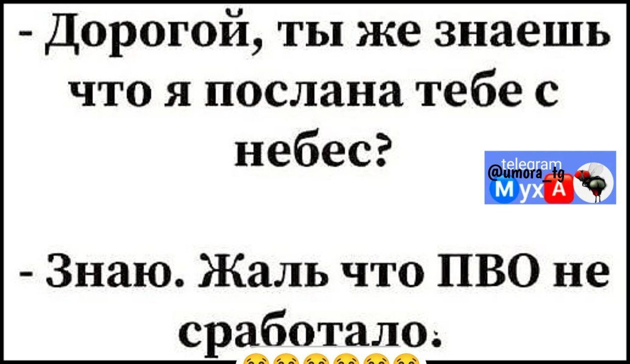 Дорогой ты же знаешь что я послана тебе с небес м Знаю Жаль что ПВО не сработалоь