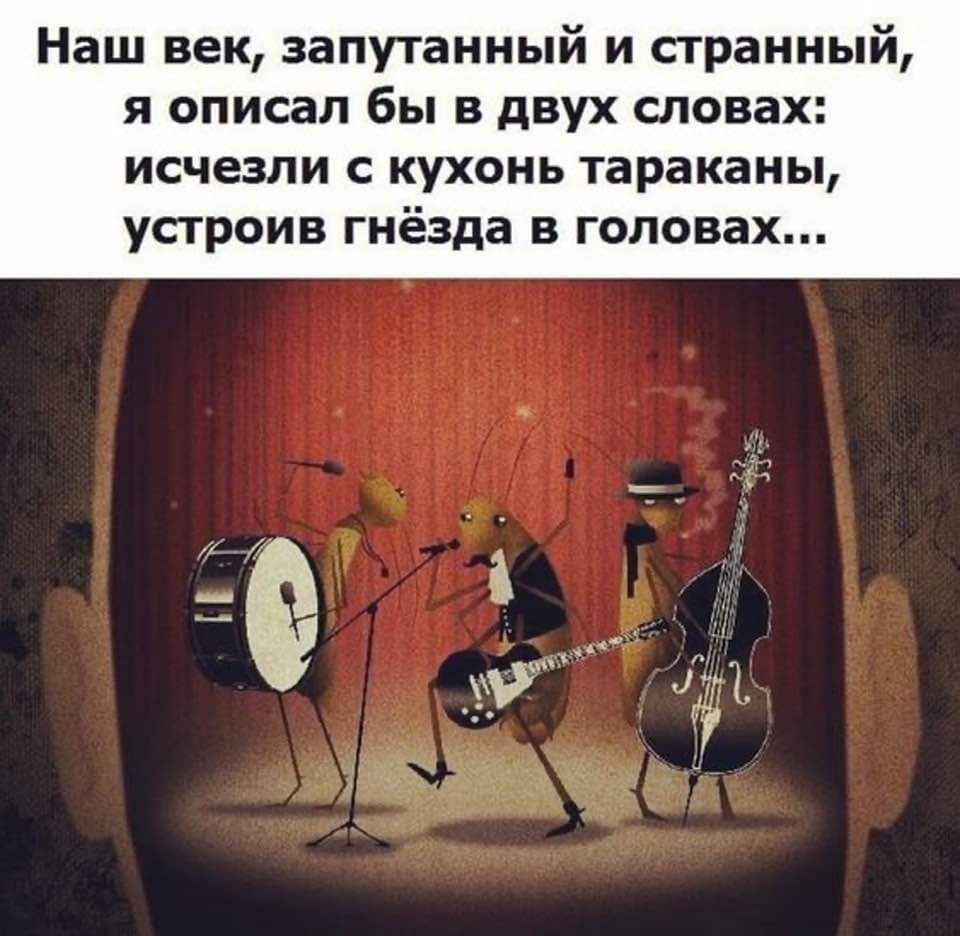 Наш век запутанный и сгранный я описал бы в двух словах исчезли с кухонь тараканы устроив гнёзда в головах