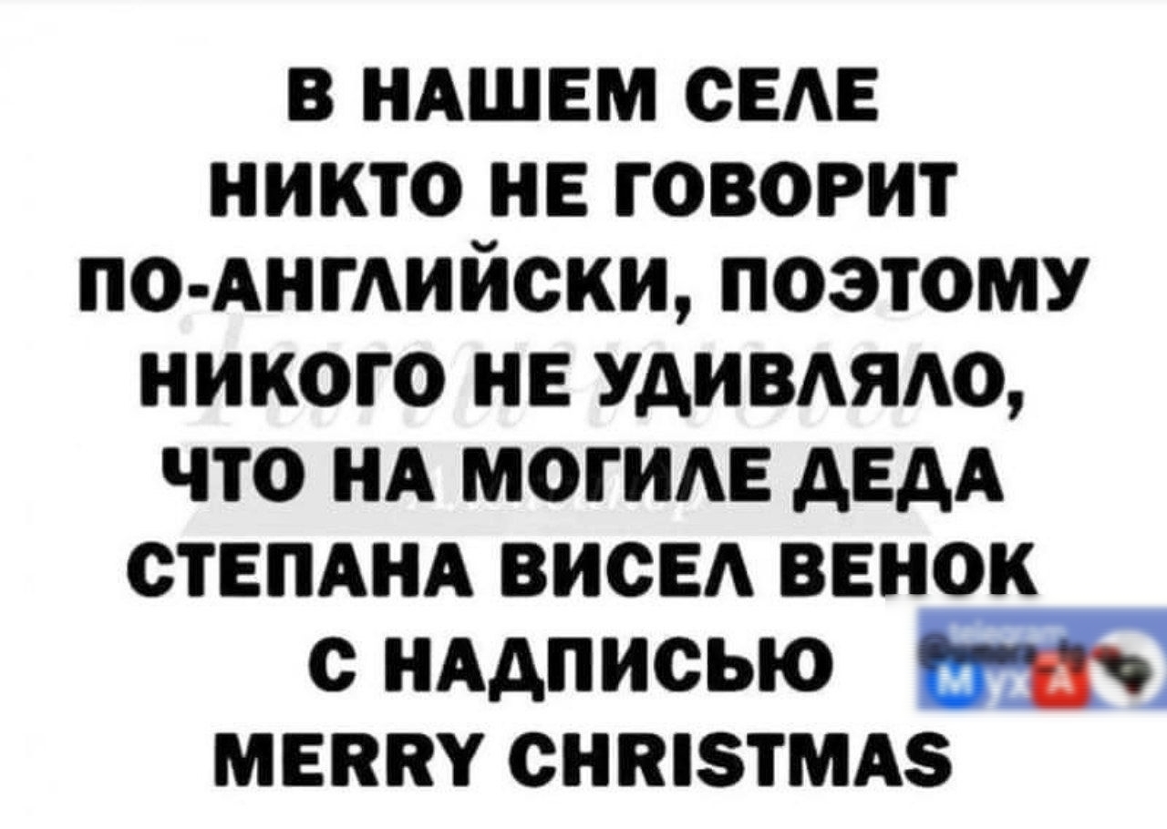 В НАШЕМ СЕАЕ НИКТО НЕ ГОВОРИТ ПО АНГАИЙОКИ ПОЭТОМУ НИКОГО НЕ УАИВАЯАО ЧТО НА МОГИАЕ АЕАА СТЕПАНА ВИОЕА ВЕНОК с иАдписью мину снтзтмдз