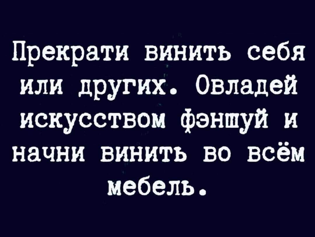 Прекрати винить себя или других Овладей искусством фэншуй и начни винить во всём мебель