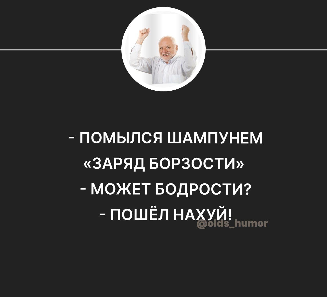 ПОМЫЛСЯ ШАМПУНЕМ ЗАРЯД БОРЗОСТИ МОЖЕТ БОДРОСТИ ПОШЁЛ НАХУЙ