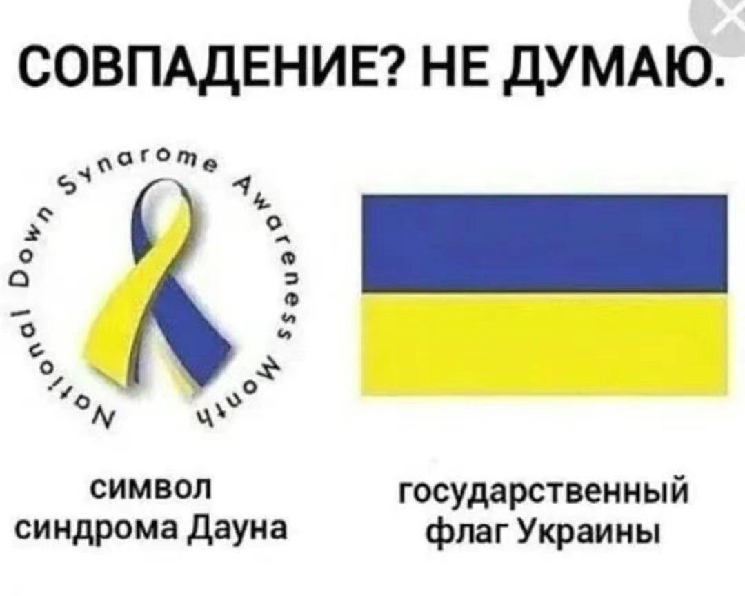 СОВПАДЕНИЕ НЕ дУМАЮ символ государственный синдрома дауиа флаг Украины