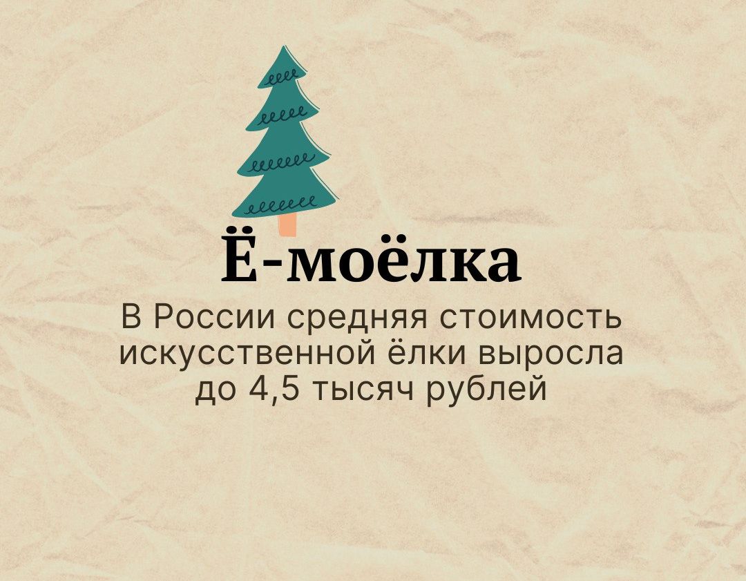 Е моёлка В России средняя стоимость искусственной ёлки выросла до 45 тысяч рублей