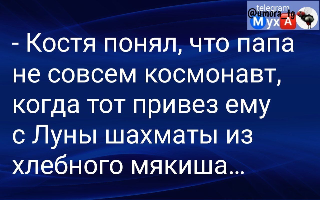 Костя понял что папа не совсем космонавт когда тот привез ему с Луны шахматы из хлебного мякиша