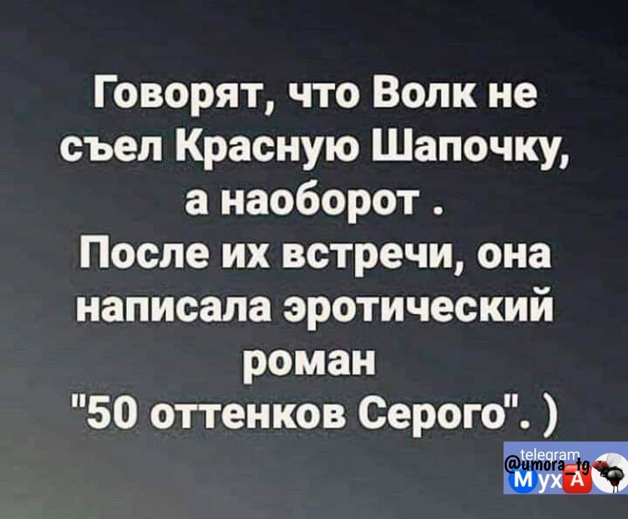 Говорят что Волк не съел Красную Шапочку а наоборот После их встречи она написала эротический роман 50 оттенков Серого