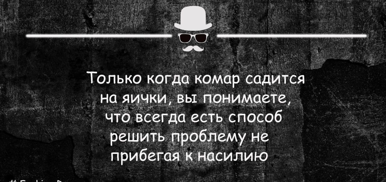 Только когда комар садится на яички вы понимаете чтд всегда есть способ решить праблему не прибегая кнссилию