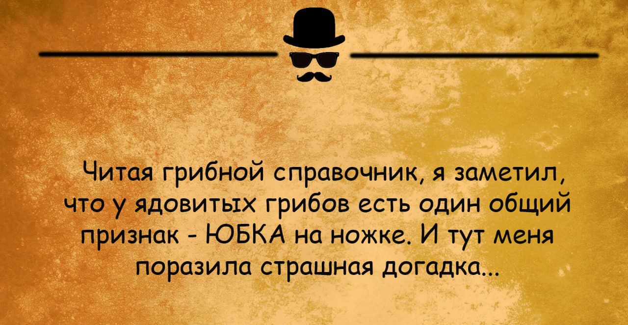 Чипы грибнай справочник я заметил Чауішдовитых грибов есть один общий наизнпк ЮБКА на ножке И тут меня поразила страшная догадка