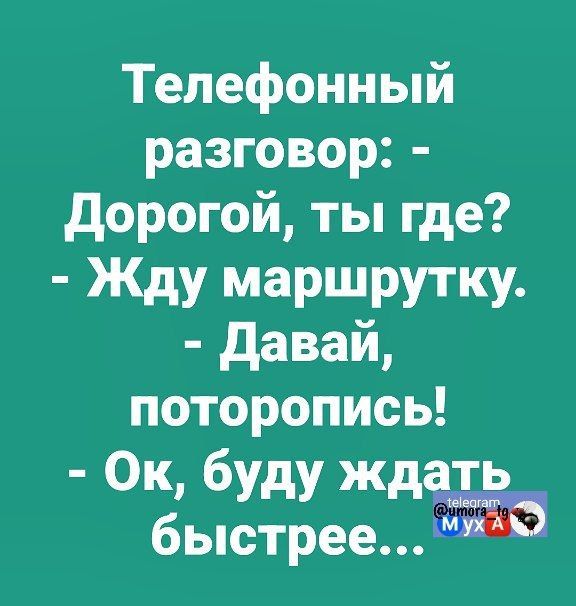 Телефонный разговор дорогой ты где ЖдУ МЗРШРУТКУ давай поторопись Ок буду Ждать быстрее