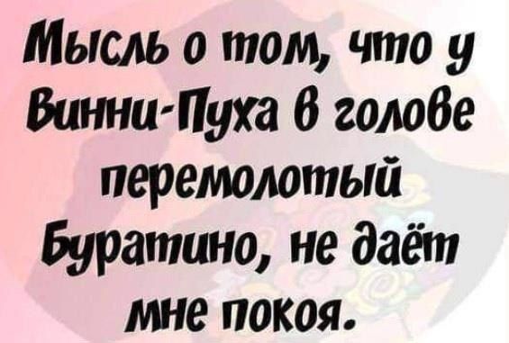 Мысль о том что у Винни Пуха 6 голоде перемолотый Буратино не дает мне покоя