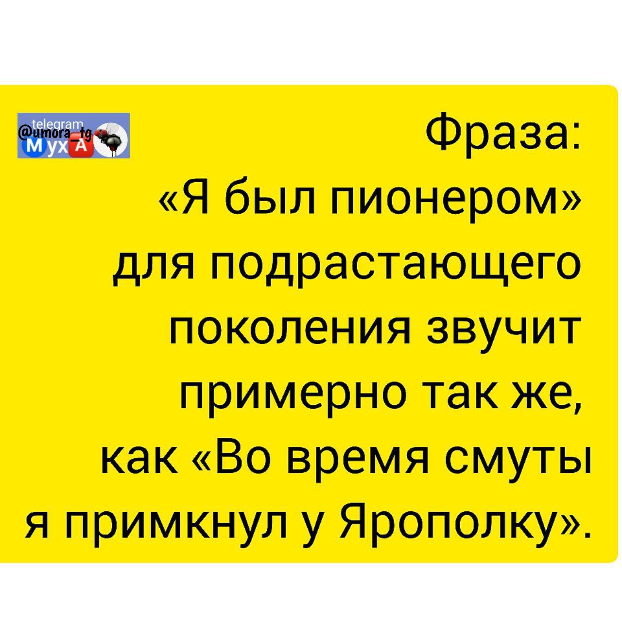 т Фраза Я был пионером для подрастающего поколения звучит примерно так же как Во время смуты я примкнул у Ярополку