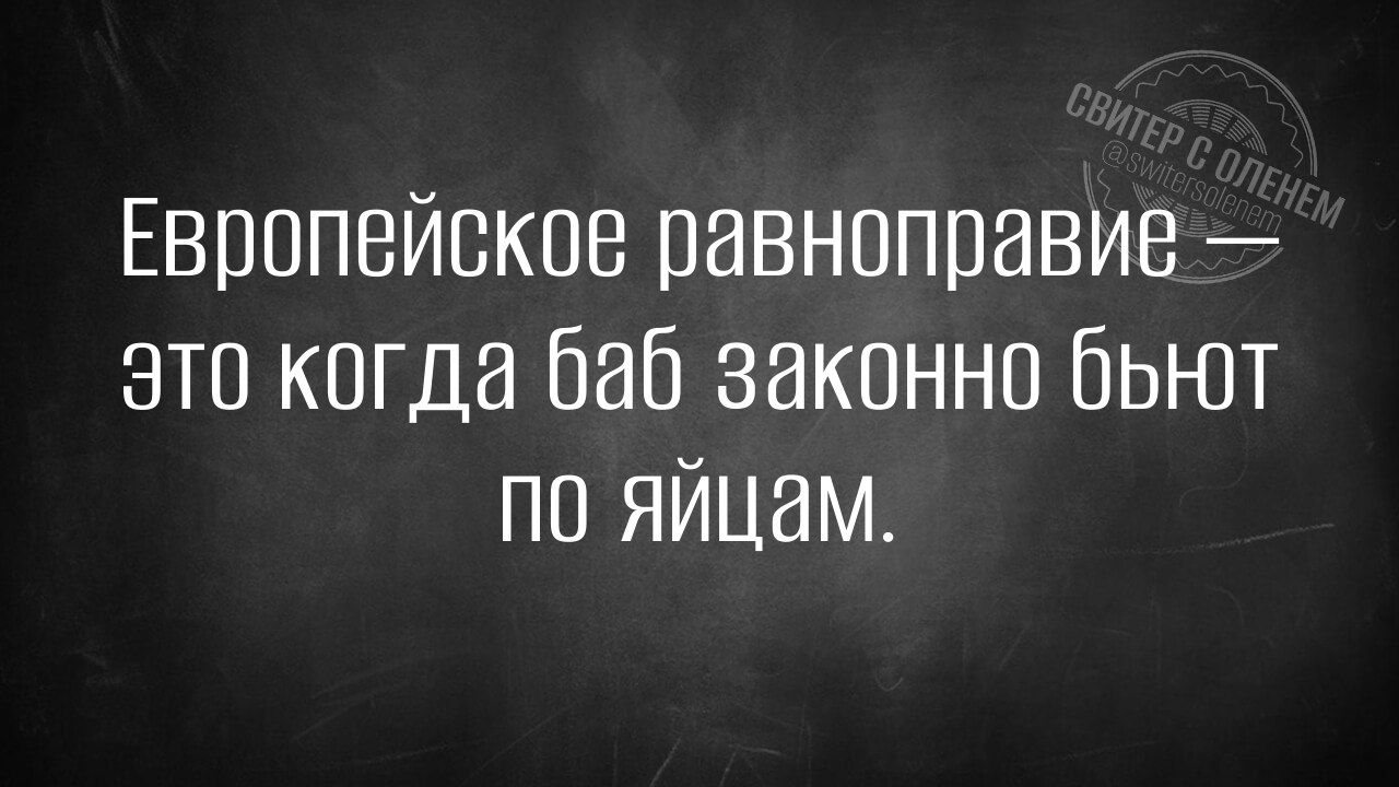 Европейское равноправие это когда баб законно быют по яйцам