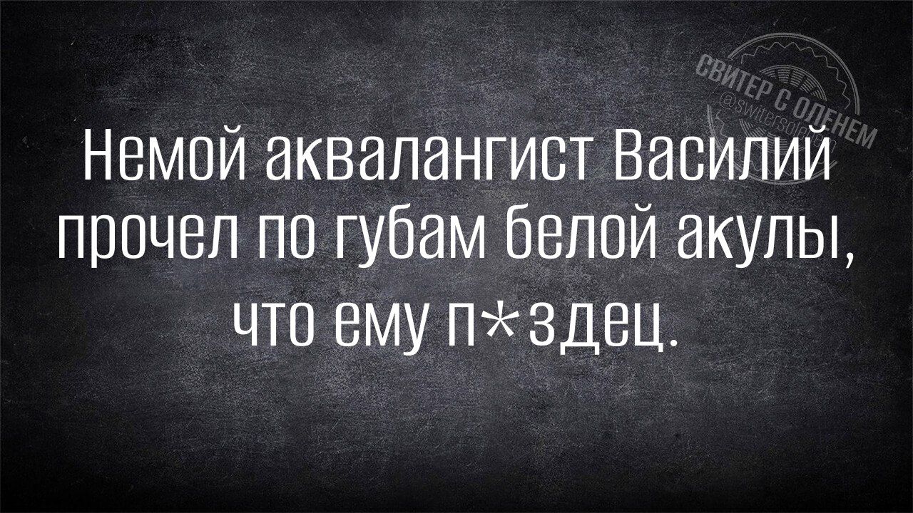 Немой аквалангист Василий прочел по губам белой акулы что ему пздец