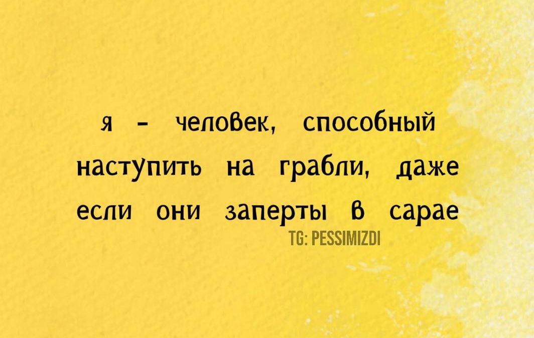 я человек способный наступить на грабли даже если они заперты 6 Т РЕ5МЕОИ