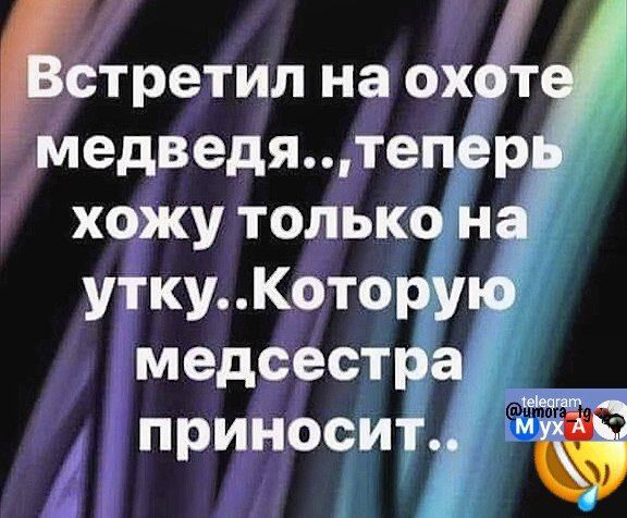 медведятепер хожу толькона уткуКоторую медсестра приносит д Бтретил на охг