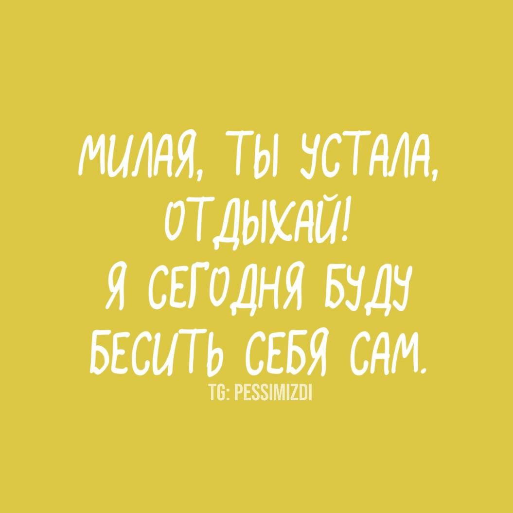 МИЛЯЯ ТЫ УСТАИ ОТДЫКАЙ Я СЕГОДНЯ БУДУ БЕСИТЬ СЕБЯ САМ Т6 РЕЗВИМЕТО