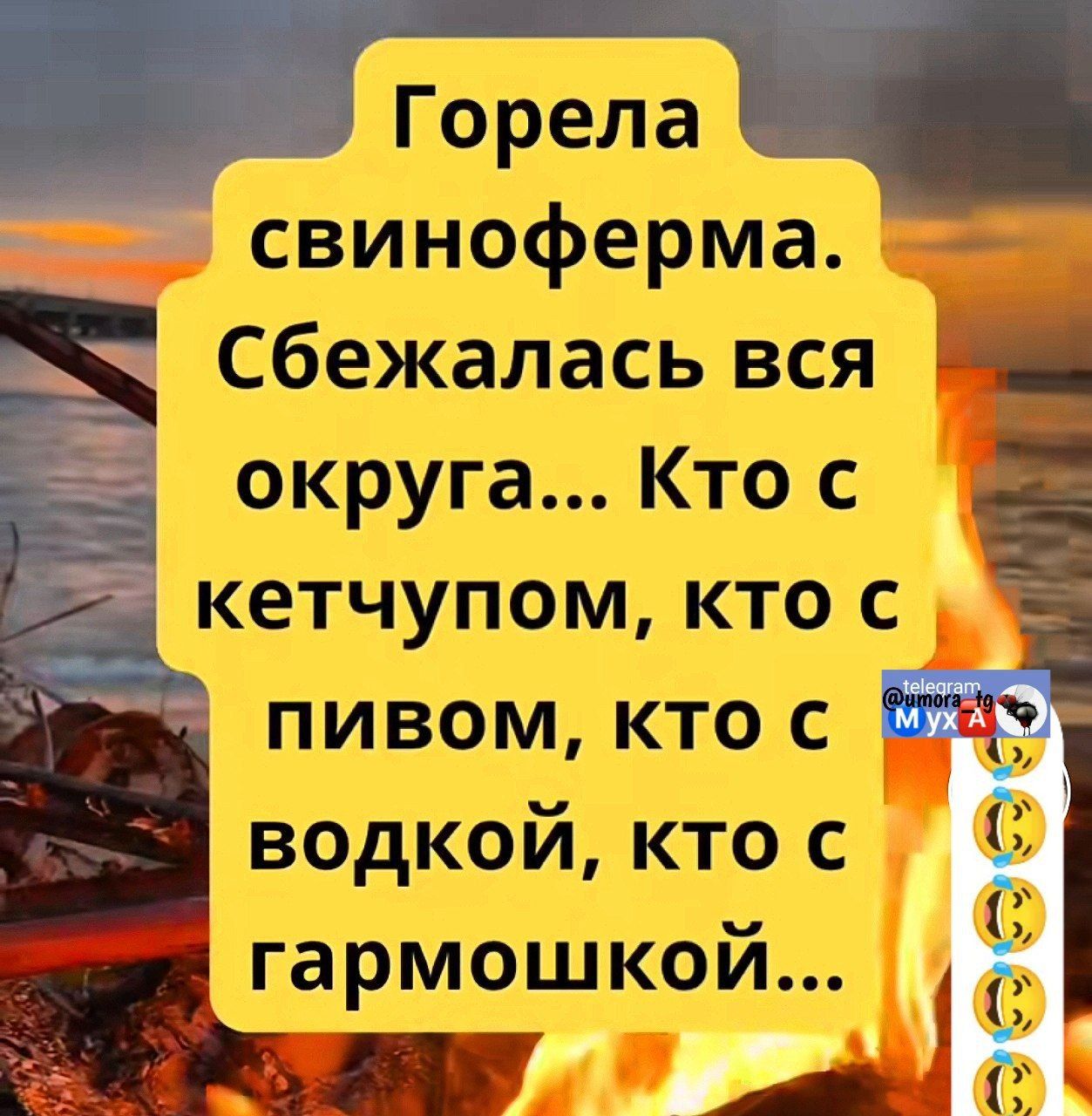 Горела свиноферма. Сбежалась вся округа... Кто с кетчупом, кто с пивом, кто с водкой, кто с гармошкой...