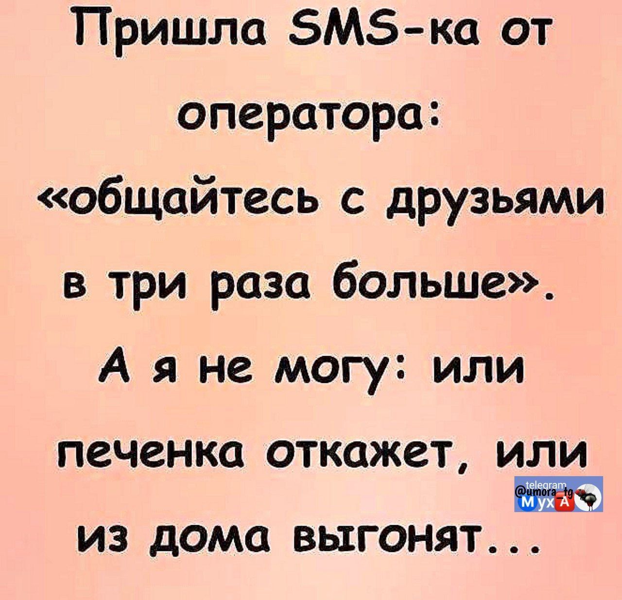 Пришла SMS-ка от оператора: «общайтесь с друзьями в три раза больше». А я не могу: или печенка откажет, или из дома выгонят...