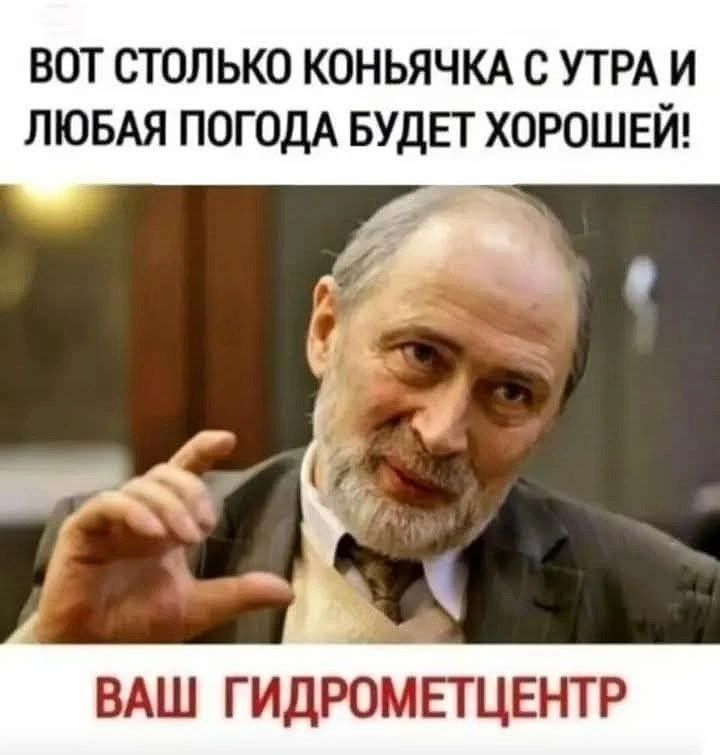 ВОТ СТОЛЬКО КОНЬЯЧКА С УТРА И ЛЮБАЯ ПОГОДА БУДЕТ ХОРОШЕЙ! ВАШ ГИДРОМЕТЦЕНТР