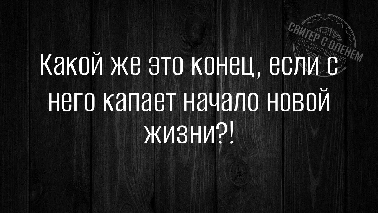 Какой же это конец, если с него капает начало новой жизни?!