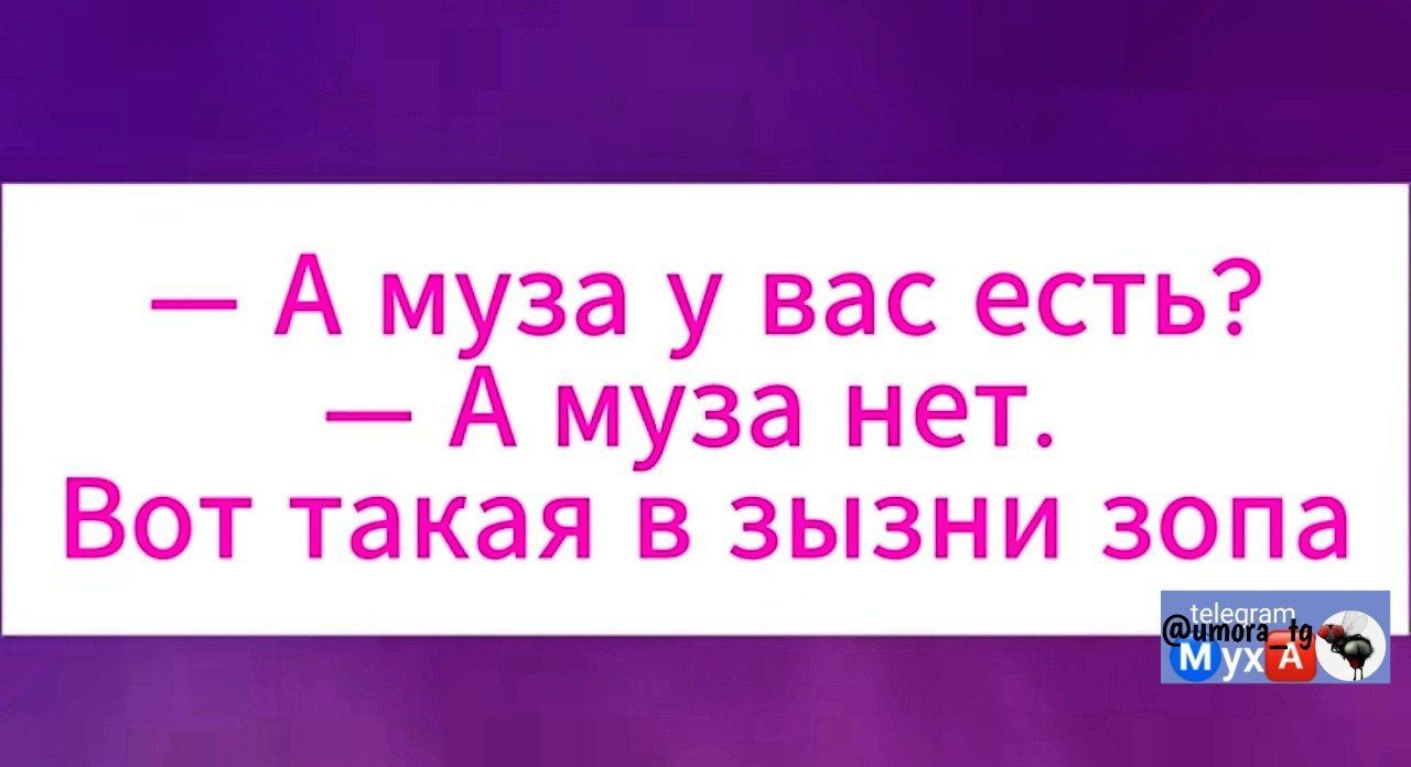 — А муза у вас есть? — А муза нет. Вот такая в жизни зопа