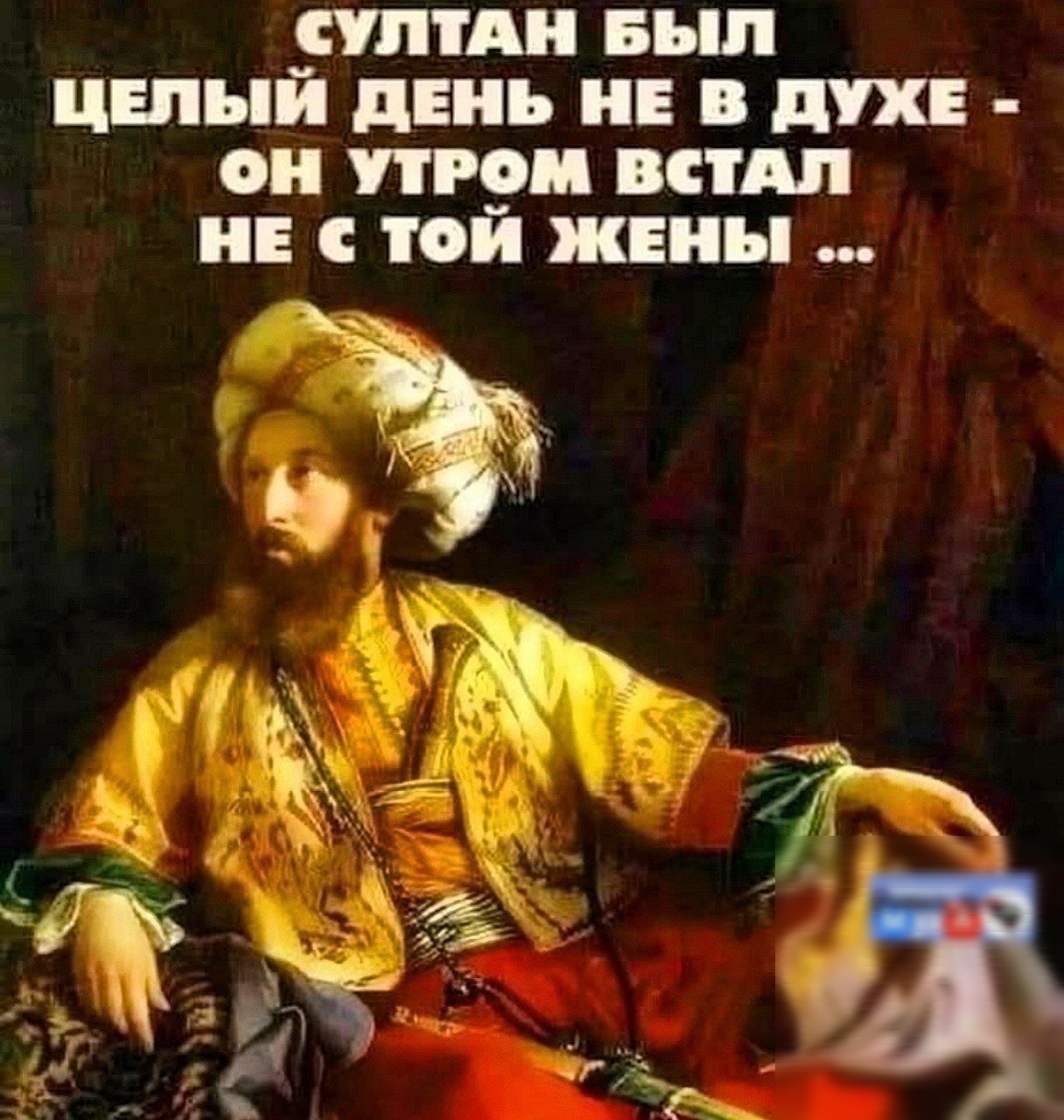СУЛТАН БЫЛ ЦЕЛЫЙ ДЕНЬ НЕ В ДУХЕ - ОН УТРОМ ВСТАЛ НЕ С ТОЙ ЖЕНЫ ...