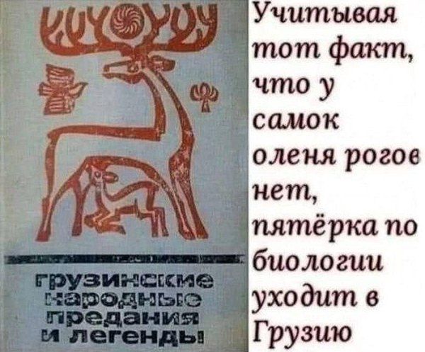 Учитывая тот факт, что у самок оленя рогов нет, пятёрка по биологии уходит в Грузию