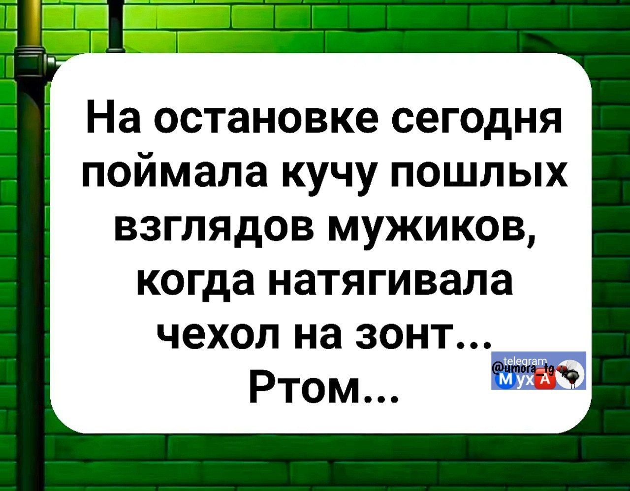 На остановке сегодня поймала кучу пошлых взглядов мужчин, когда натягивала чехол на зонт... Ртом...