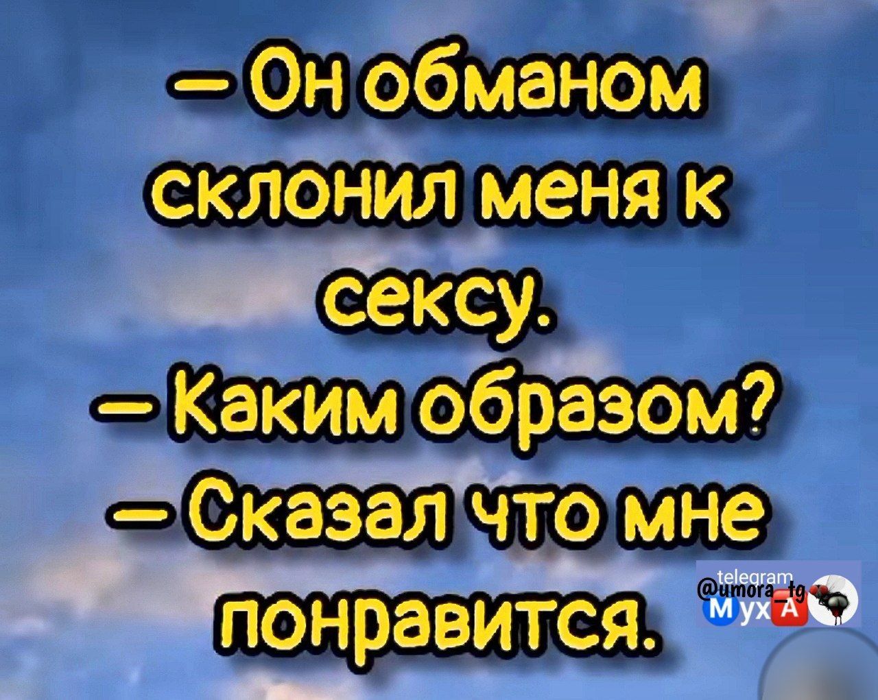 — Он обманом склонил меня к сексу.
— Каким образом?
— Сказал, что мне понравится.