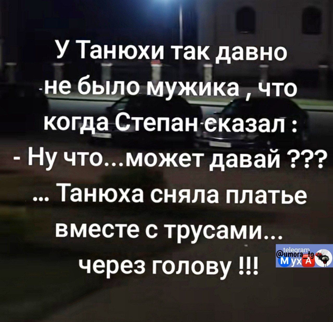 У Танюхи так давно не было мужика, что когда Степан сказал: - Ну что...может давай ??? ... Танюха сняла платье вместе с трусами... через голову !!!