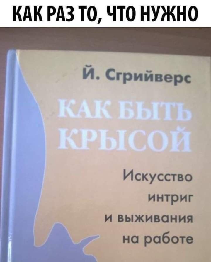 КАК РАЗ ТО, ЧТО НУЖНО
Й. Сгрийверс
КАК БЫТЬ КРЫСОЙ
Искусство интриг и выживания на работе