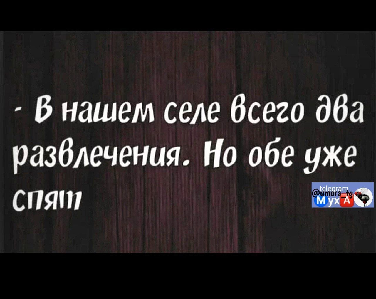 - В нашем селе всего два развлечения. Но обе уже спят