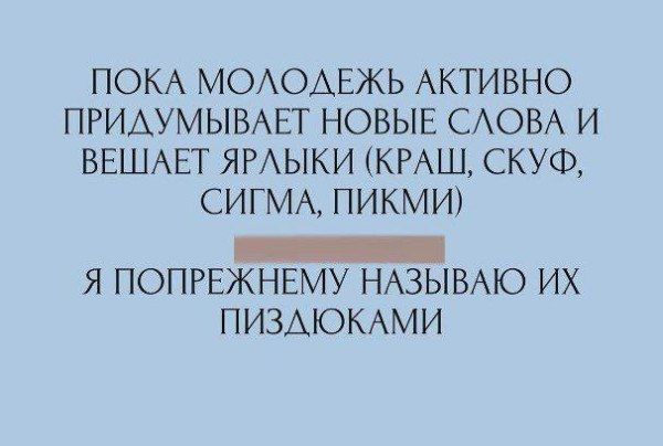 ПОКА МОЛОДЁЖЬ АКТИВНО ПРИДУМЫВАЕТ НОВЫЕ СЛОВА И ВЕШАЕТ ЯРЛЫКИ (КРАШ, СКУФ, СИГМА, ПИКМИ) Я ПОПРЕЖНЕМУ НАЗЫВАЮ ИХ ПИЗДЮКАМИ