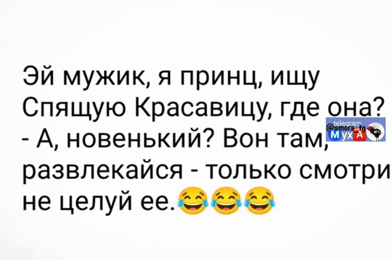 Эй мужик, я принц, ищу Спящую Красавицу, где она? - А, новенький? Вон там, развлекайся - только смотри не целуй ее. 😂😂