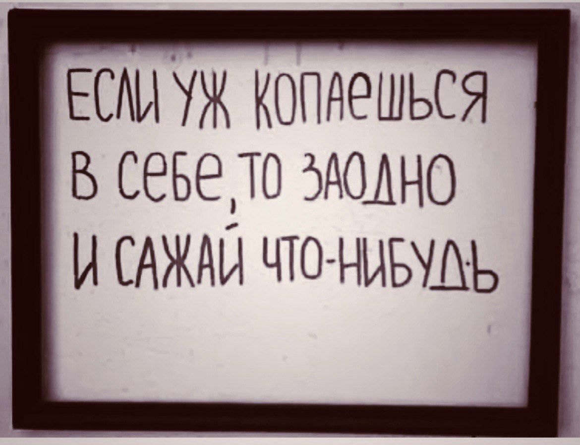 ЕСЛИ УЖ КОПАЕШЬСЯ В СЕБЕ, ТО ЗАОДНО И САЖАЙ ЧТО-НИБУДЬ
