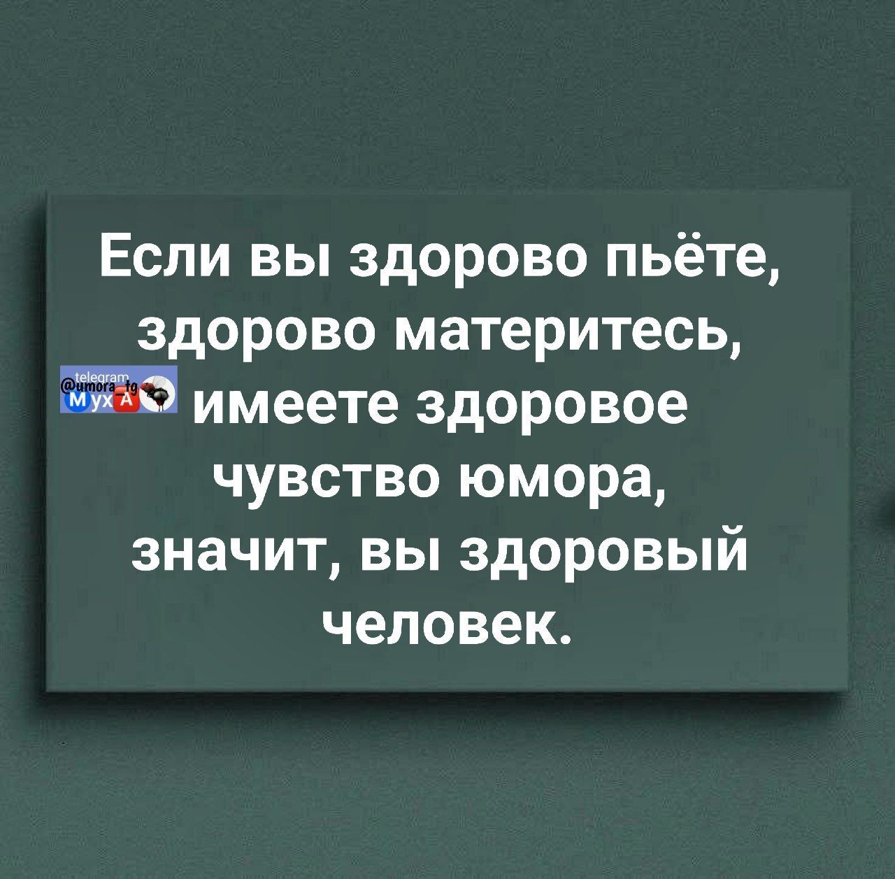 Если вы здорово пьёте, здорово материтесь, имеете здоровое чувство юмора, значит, вы здоровый человек.