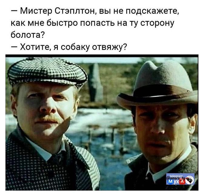 — Мистер Стэплтон, вы не подскажете, как мне быстро попасть на ту сторону болота?  — Хотите, я собаку отвяжу?