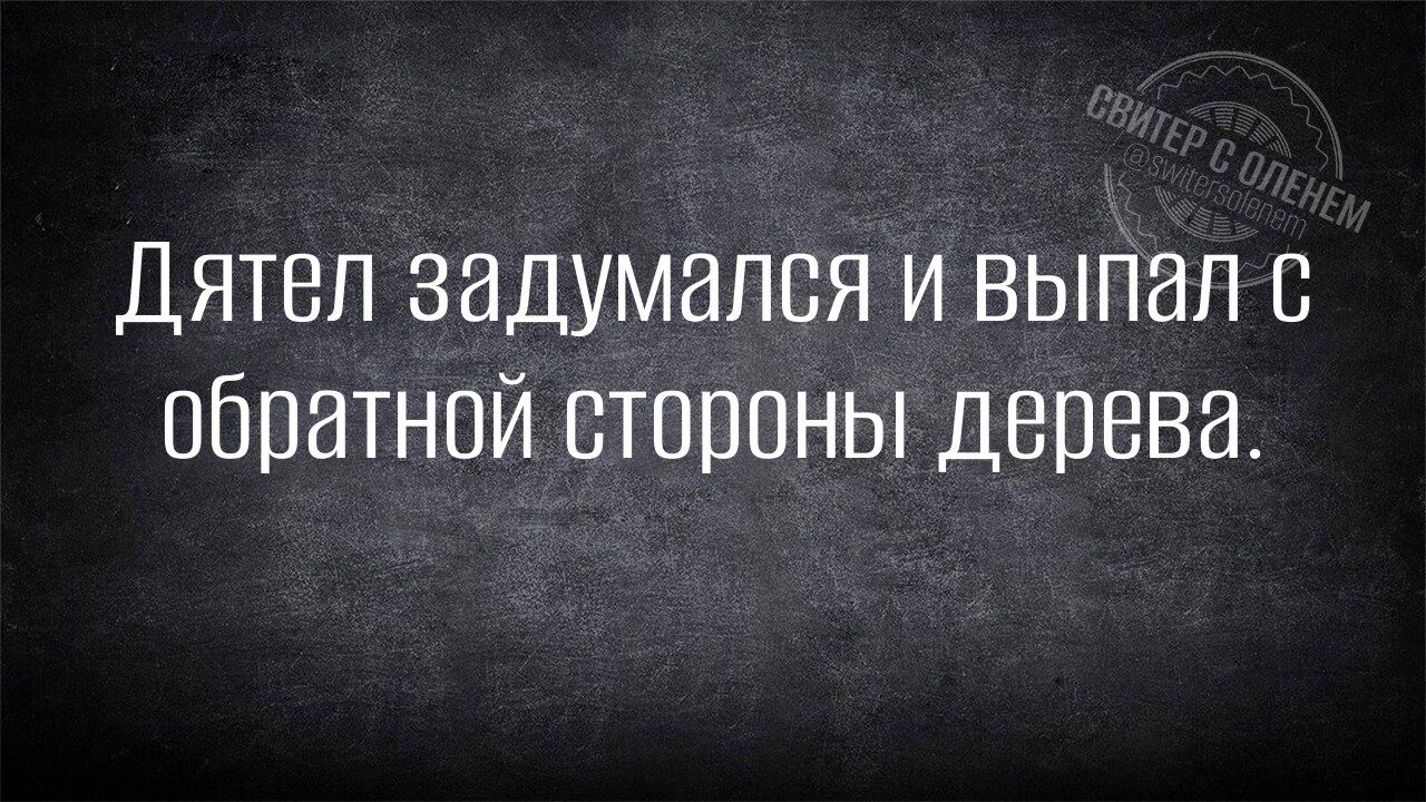 Дятел задумался и выпал с обратной стороны дерева.