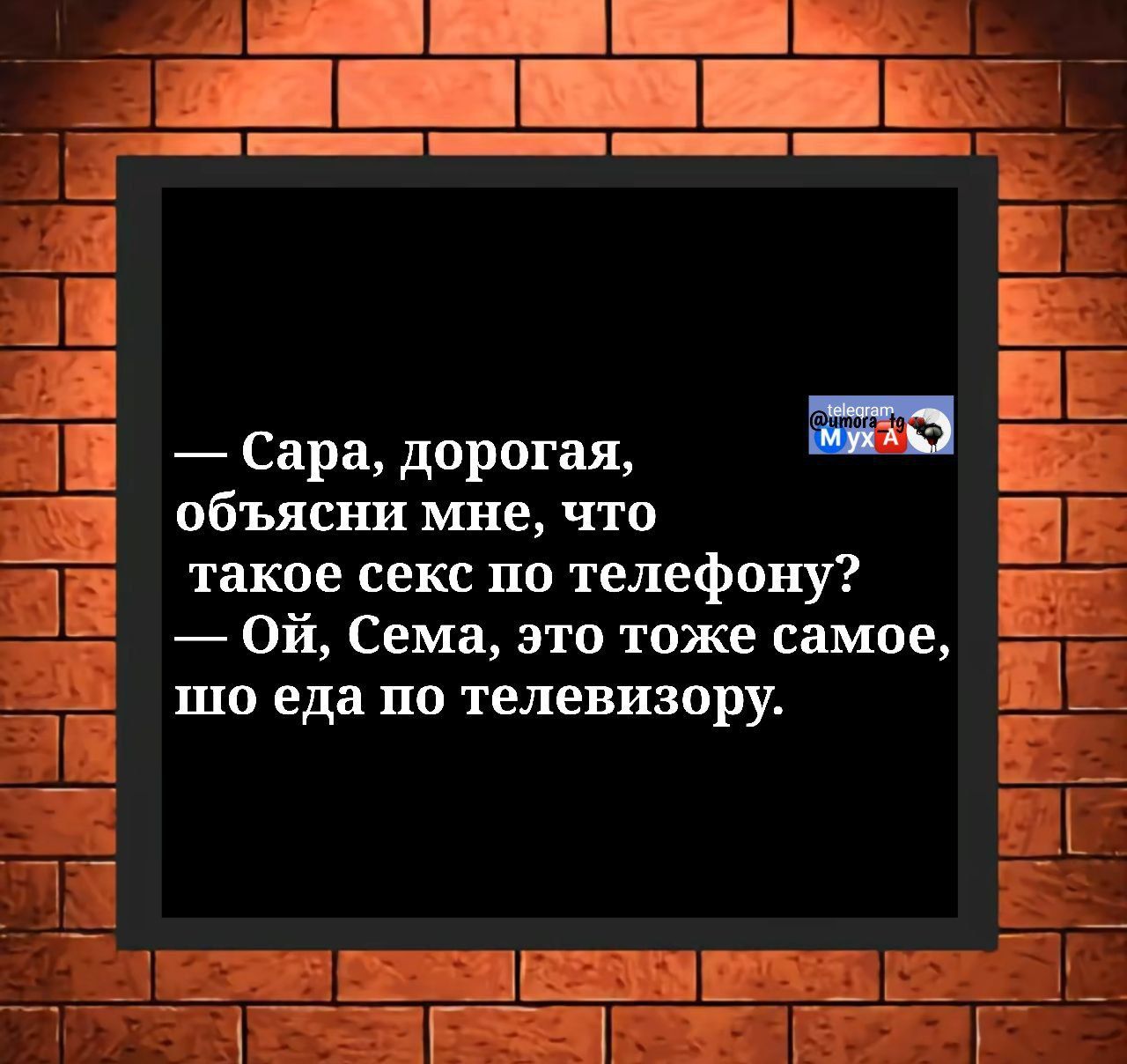 — Сара, дорогая, объясни мне, что такое секс по телефону? — Ой, Сема, это тоже самое, что еда по телевизору.