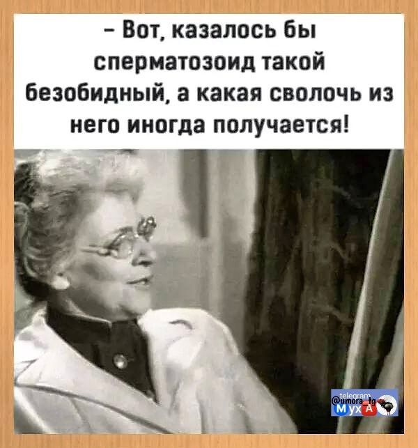 - Вот, казалось бы сперматозоид такой безобидный, а какая сволочь из него иногда получается!