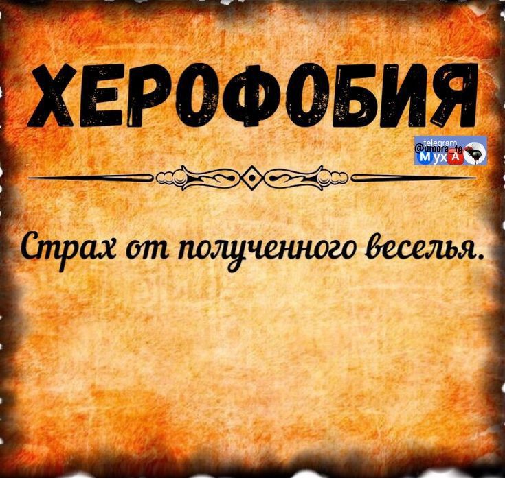 ХЕРОФОБИЯ
Страх от полученного веселья.
