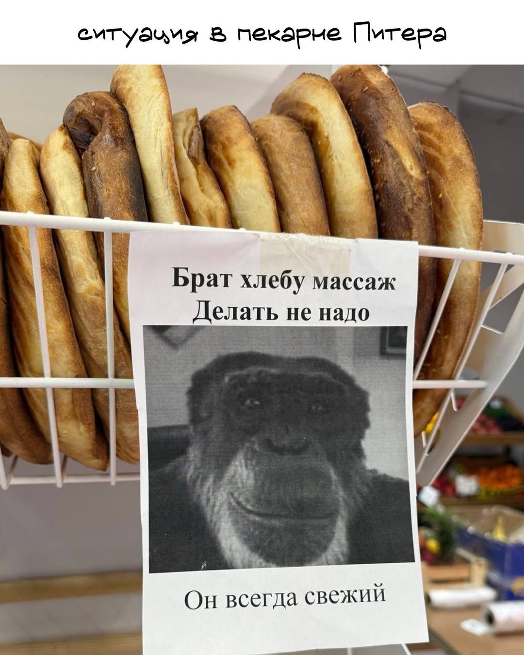 Ситуация в пекарне Питера
Брат хлебу массаж Делать не надо
Он всегда свежий