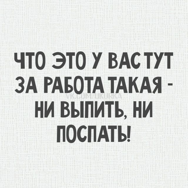 ЧТО ЭТО У ВАС ЗА РАБОТА ТАКАЯ - НИ ВЫПИТЬ, НИСПОСПАТЬ!