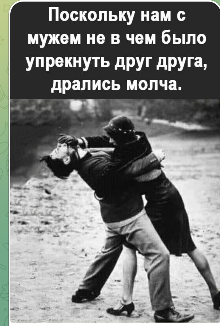 Поскольку нам с мужем не в чем было упрекнуть дРУг дРУГЗ дрались молча
