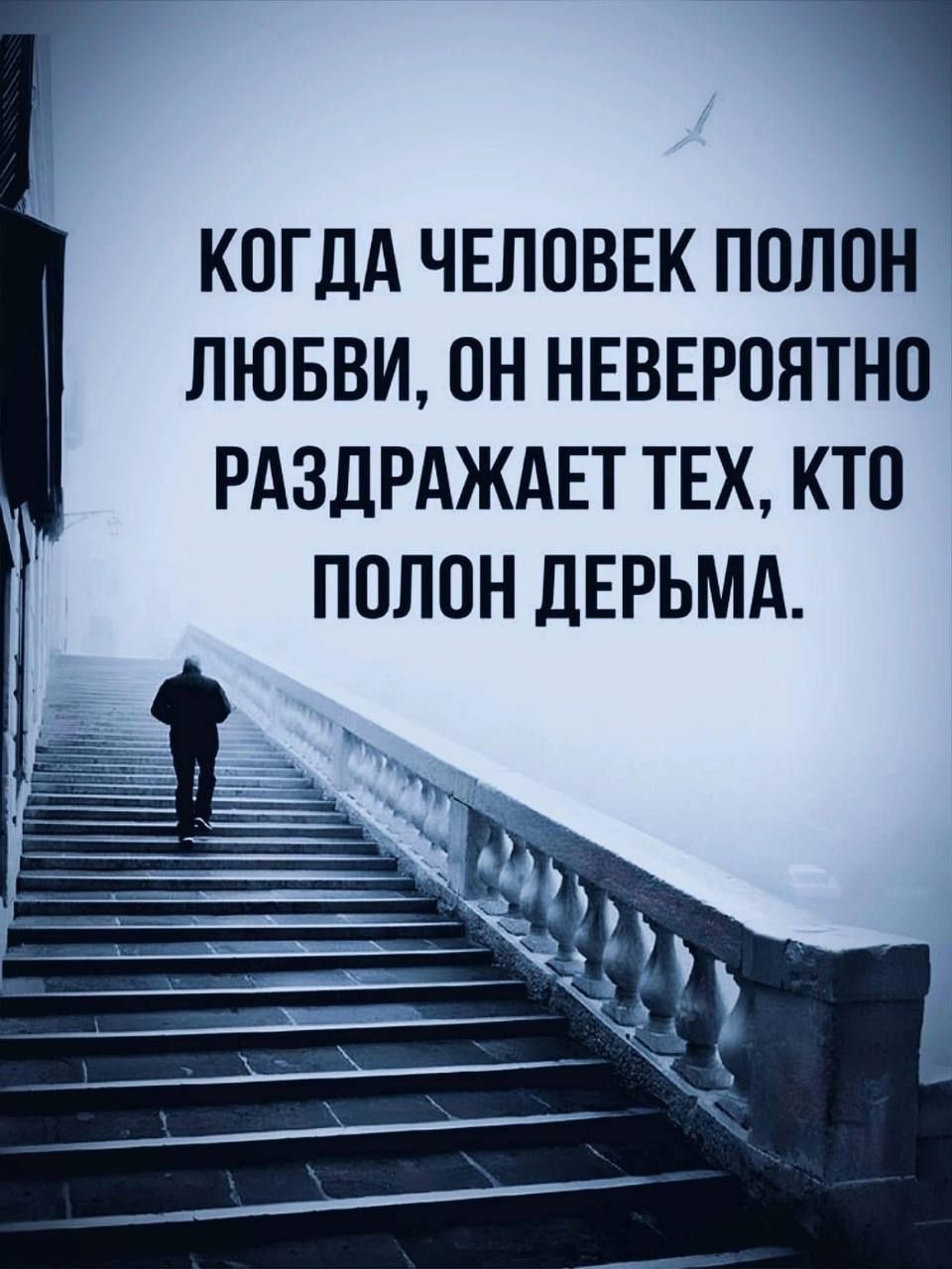 КОГДА ЧЕЛОВЕК ПОЛОН ЛЮБВИ, ОН НЕВЕРОЯТНО РАЗДРАЖАЕТ ТЕХ, КТО ПОЛОН ДЕРЬМА.