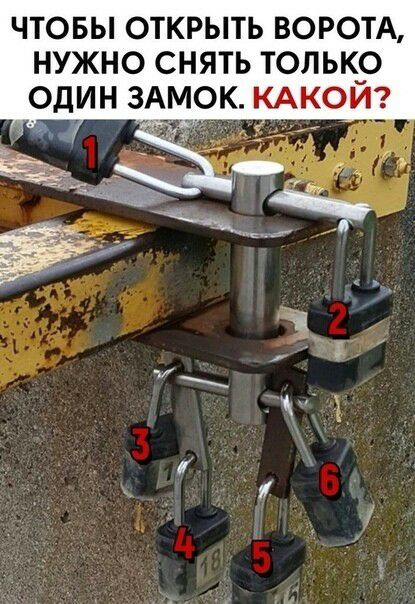 ЧТОБЫ ОТКРЫТЬ ВОРОТА НУЖНО СНЯТЬ ТОЛЬКО ОДИН ЗАМОК КАКОИ