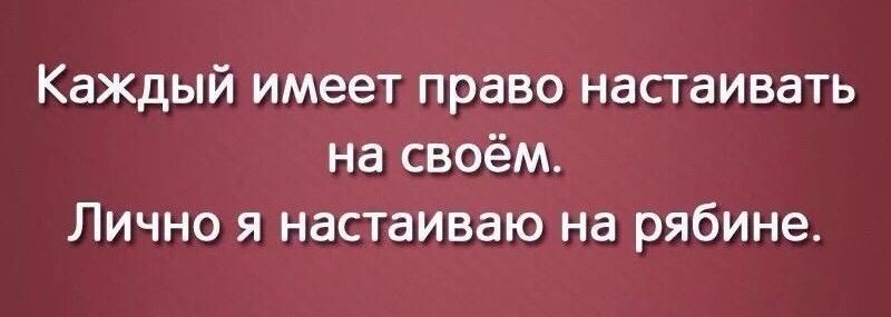 Каждый имеет право настаивать на своём Лично я настаиваю на рябине
