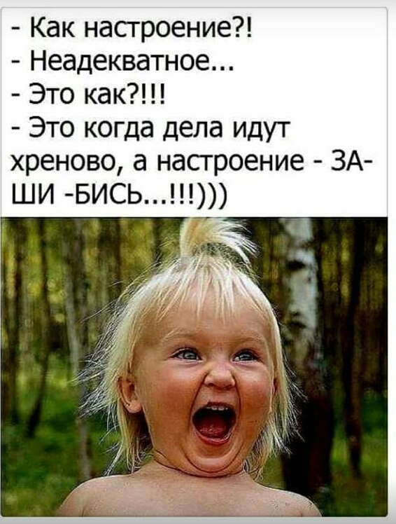 Как настроение Неадекватное Это как Это когда дела идут хреново а настроение ЗА ШИ БИСЬ