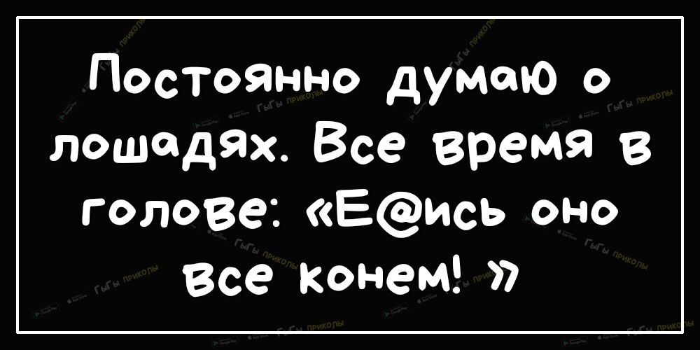 Постоянно думаю о лошадях Все время В голове Еись оно Все конем